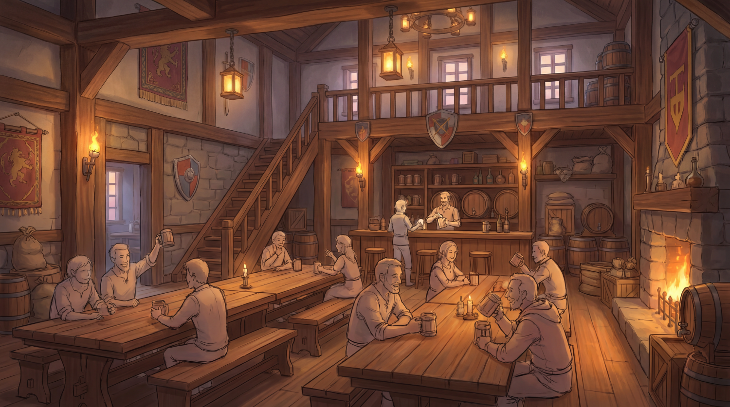 Nostra - Tavern Interior Pixel Art Artwork