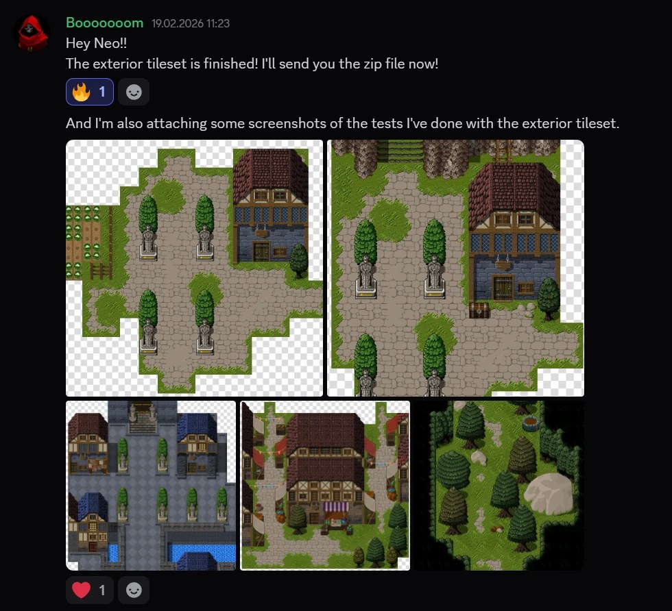 Lieferung des Aussen-Tilesets mit Testaufbauten