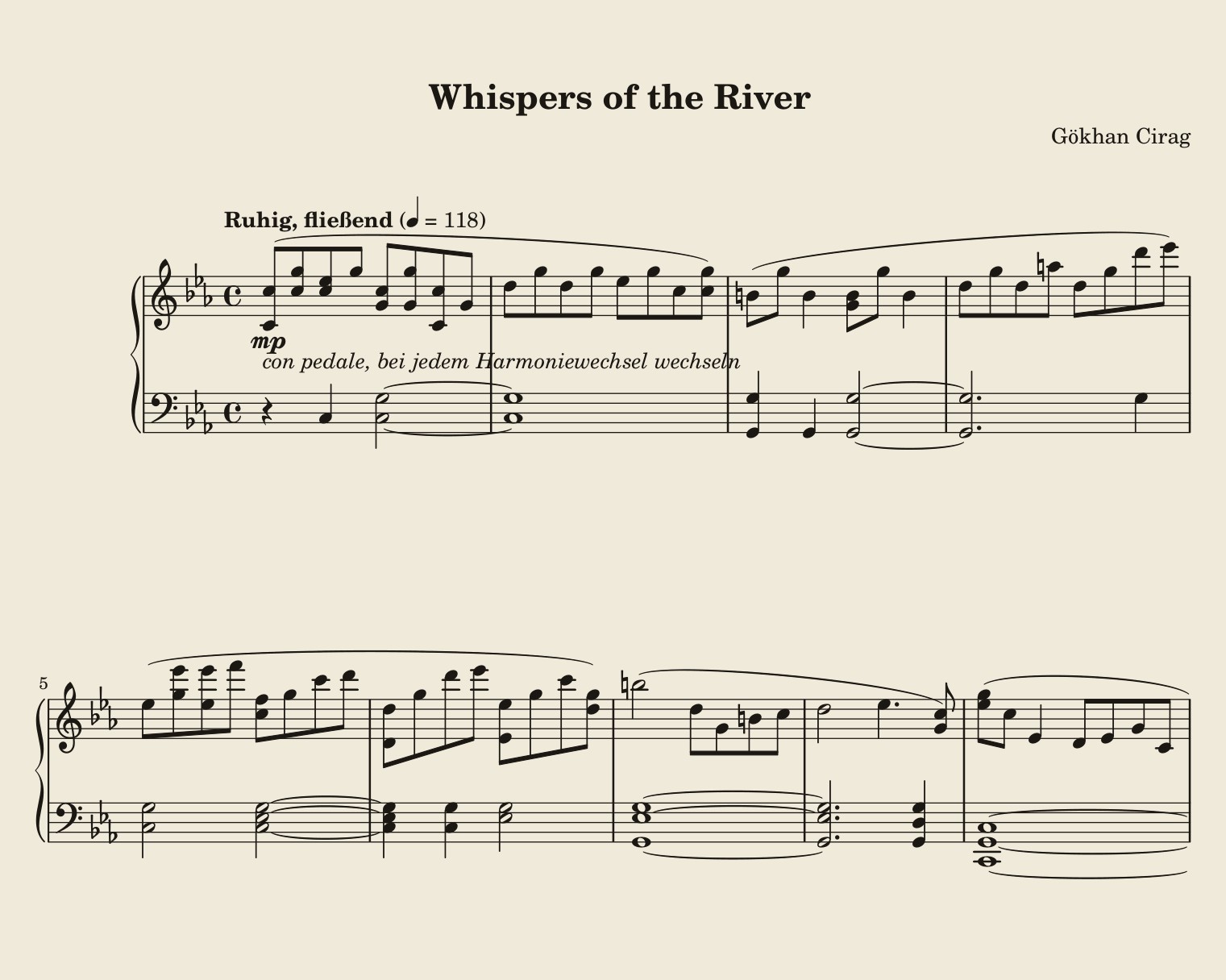Notenblatt-Auszug: Whispers of the River fuer Klavier